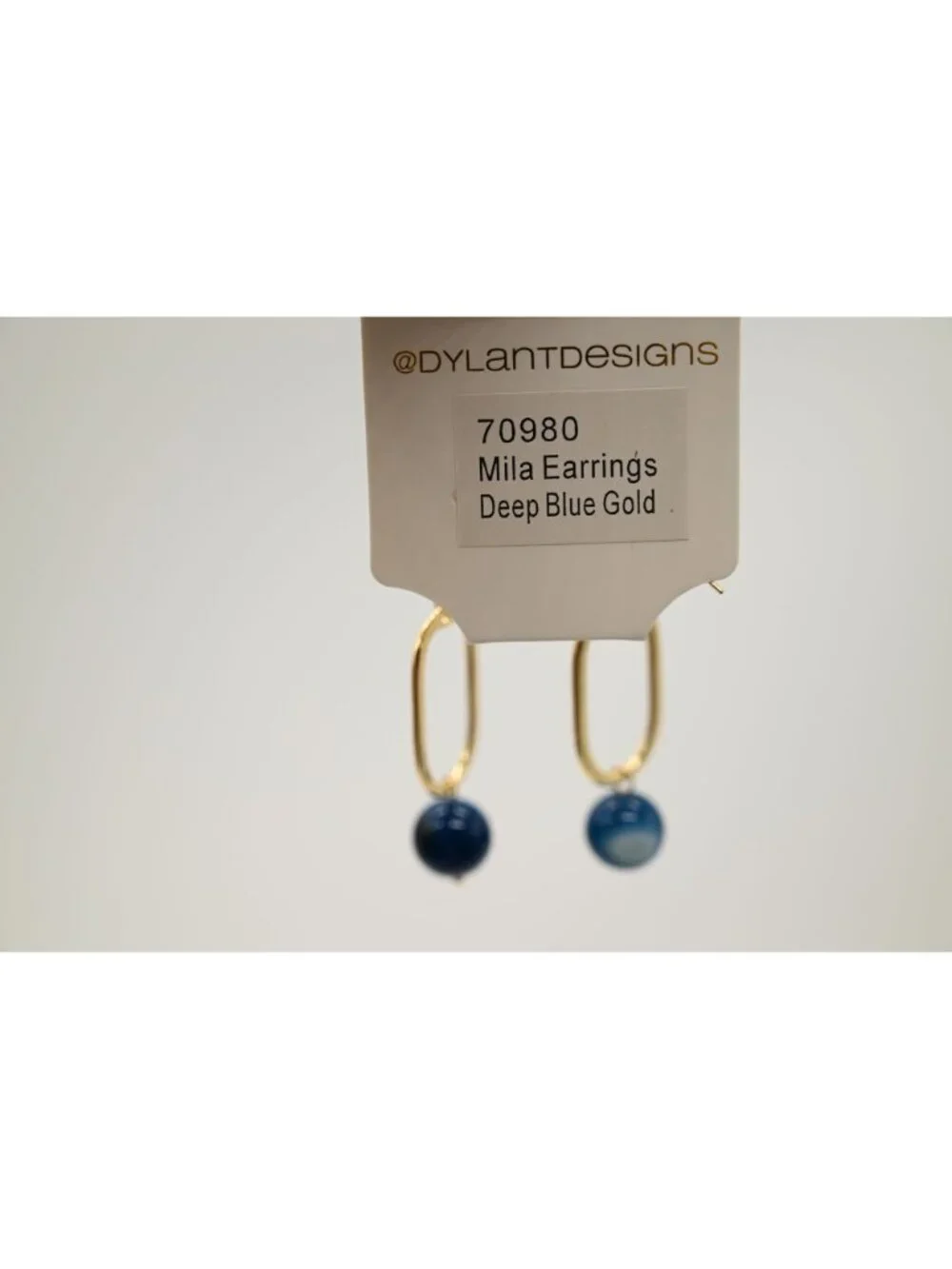 NWT Dylan Jewelry Mila Earrings Deep Blue Gold Tone Dangle Drop Statement Boho